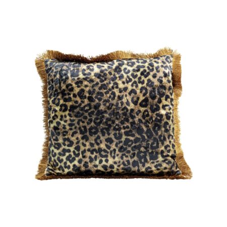 Coussin à franges léopard