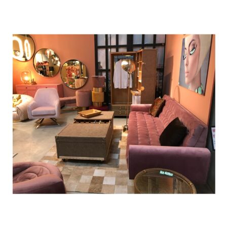 Canapé Milchbar 3 places velours rose – Image 2