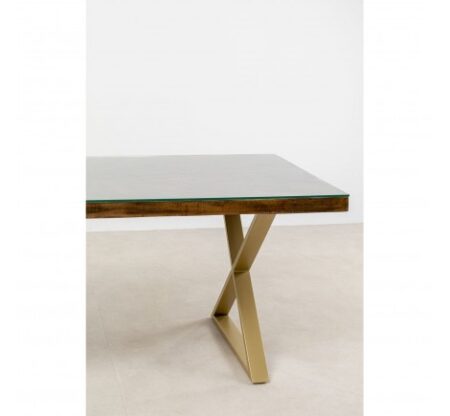 Table Conley Cross 180x90cm pieds laiton – Image 2