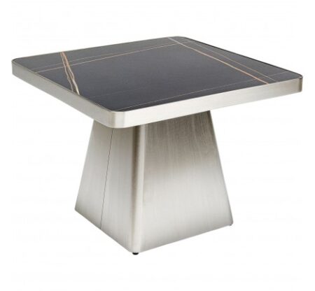 Table d'appoint Miler argentée et noire 60x60cm – Image 4