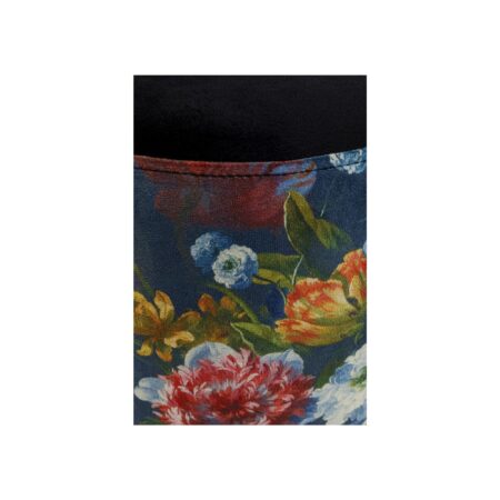 Tabouret Cherry bleu fleurs et laiton – Image 2