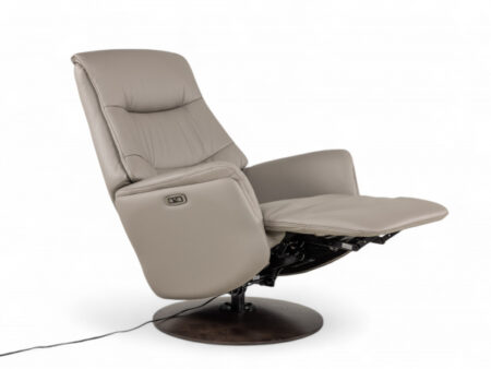 Fauteuil relax pivotant GWENN - Cuir gris clair – Image 12
