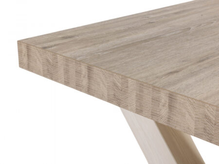 Table à manger YORK pieds croisés - Mélèze & Chêne Cristal Beige – Image 9