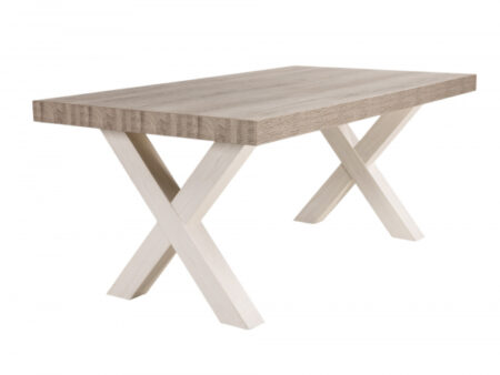 Table à manger YORK pieds croisés - Mélèze & Chêne Cristal Beige – Image 3