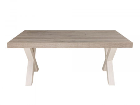 Table à manger YORK pieds croisés - Mélèze & Chêne Cristal Beige – Image 2