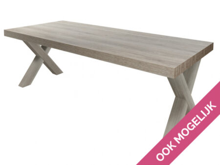 Table à manger YORK pieds croisés - Mélèze & Chêne Cristal Beige – Image 6