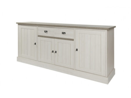 Buffet YORK 4 portes - Mélèze et chêne cristal beige
