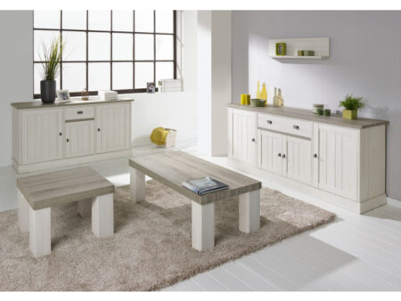 Buffet YORK 4 portes - Mélèze et chêne cristal beige – Image 2
