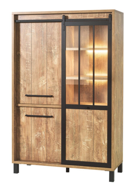 Meubar - Buffets et vitrines - BAR6 - K661 - Teck Orange/Noir - 122x188x50cm