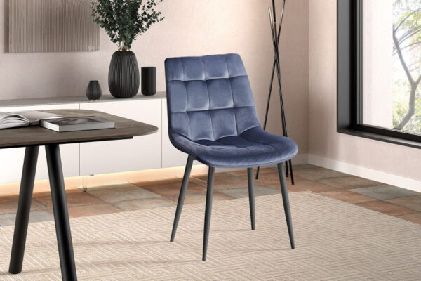 Rousseau - Chaise de salle à manger Juta - Tissu/Velours - Gris foncé - 50x82x59cm