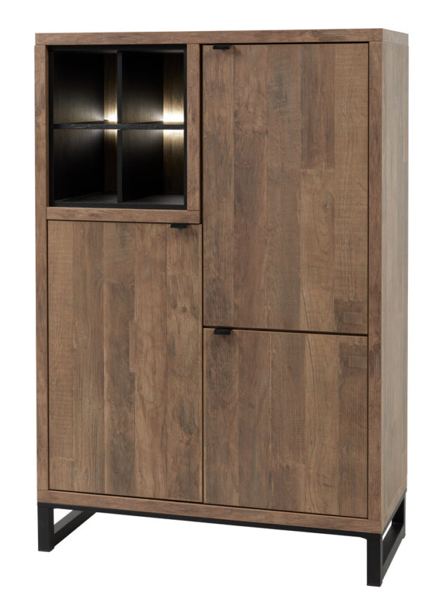 Meubar -  Buffets et vitrines - BAR6 - K671 - Vieux teck/Noir mat - 108x162x50cm