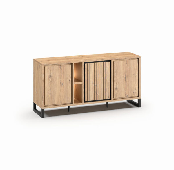 Meubar - Buffets - DR8 - K545BL - Chêne millénaire nature/Noir élégant - 180x89x49cm