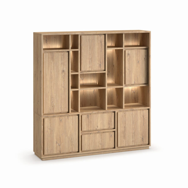 Meubar - Bibliothèques - WB2 - K545 - Chêne Millenium - 214x221x49cm