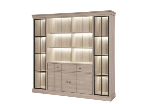 Meubar - Bibliothèques - W7 - K595 - Orme Naturel - 216x209x50cm