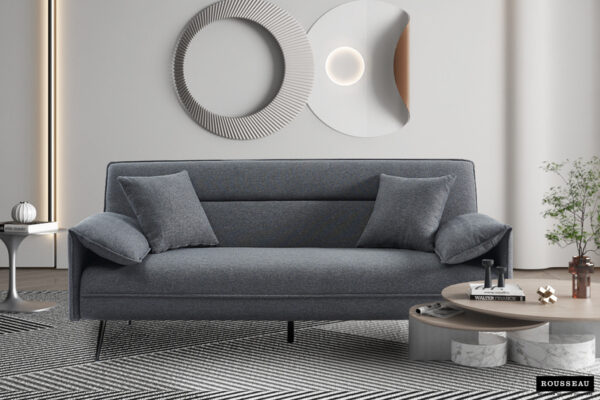 Rousseau - Canapé Lit clic-clac Sivas - Gris - 95x199x89 cm
