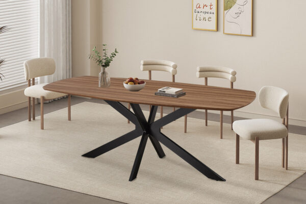 Rousseau - Table Aziz 200 cm Ovale Danois Décor Vieux Chêne - 76x200x100cm