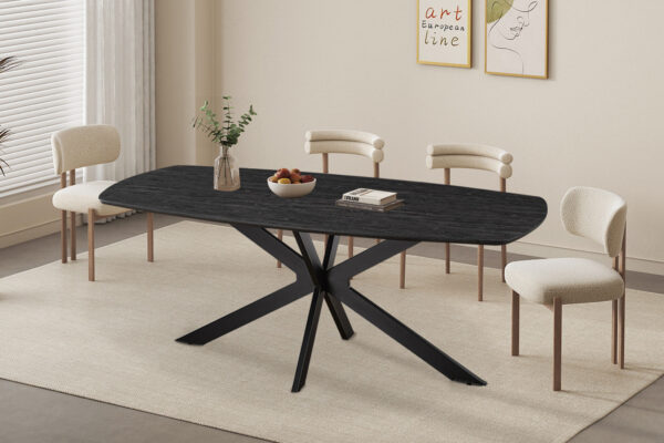 Rousseau - Table Aziz 200 cm Décor Ovale Danois Marron Foncé - 76x200x100cm