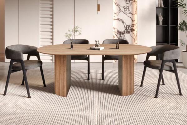 Rousseau - Table Lagos 200 cm Ovale Décor Vieux chêne - 76x200x110 cm