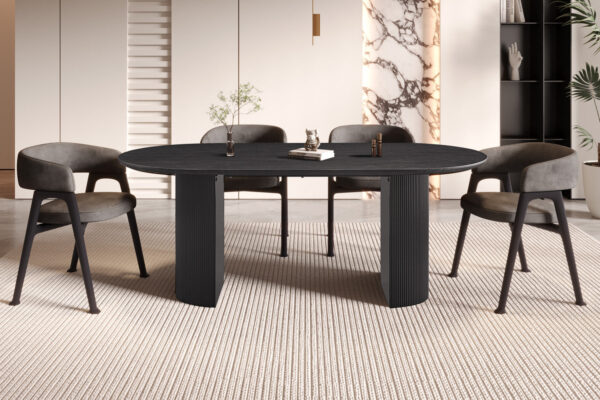 Rousseau - Table Lagos 200 cm Ovale Décor Marron Foncé - 76x200x110 cm