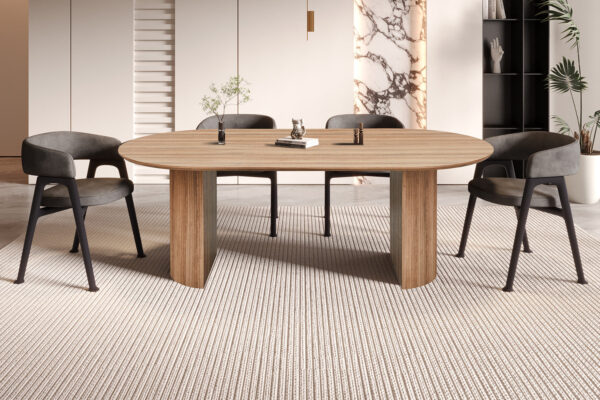 Rousseau - Table Lagos 220 cm Ovale Décor Vieux chêne - 76x220x110 cm