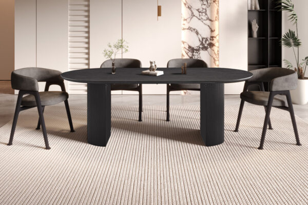 Rousseau - Table Lagos 220 cm Ovale Décor Marron Foncé - 76x220x110 cm