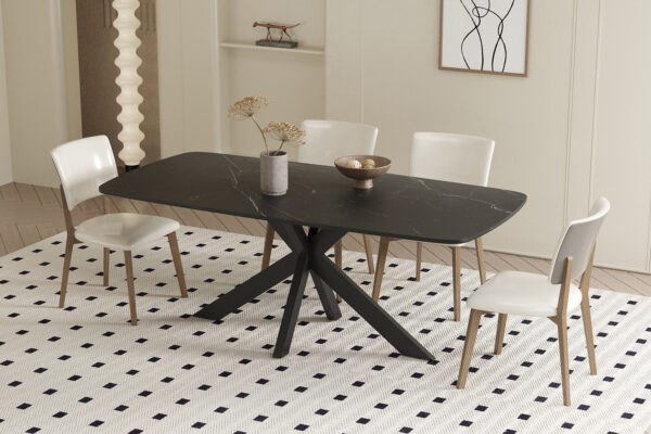 Rousseau - Table Apollo 180 cm Danois Ovale Pierre Noir - 76x180x90cm