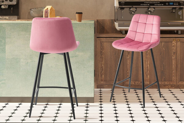 Rousseau - Tabouret de bar Juta Velours Rose - 95x46x36 cm