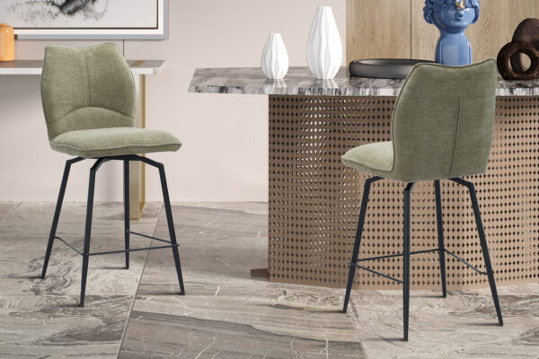 Rousseau - Tabouret de bar Lara - Tissu Sable - 103x48x56 cm