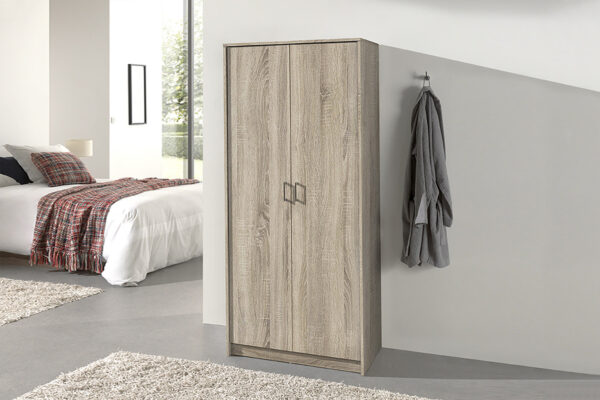 Rousseau - Armoire Ray 2 portes Sonoma - 180x80x54 cm