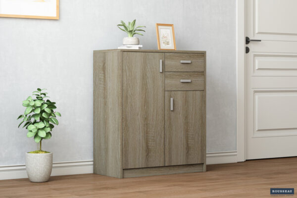 Rousseau - Commode Space 2 portes 2 tiroirs Sonoma - 84x72x36 cm
