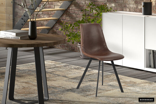 Rousseau - Chaise Oslo PU Marron - 84x44x57 cm
