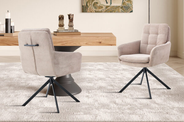 Rousseau - Chaise Luna - Velours Côtelé Sable - 91,5x60,5x67 cm