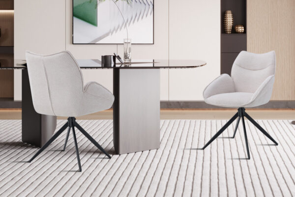 Rousseau - Chaise Mahi - Tissu Beige - 90x59,5x66 cm