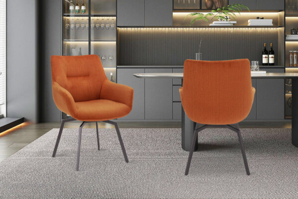 Rousseau - Chaise Modeste - Velours Côtelé Orange - 84x63x63 cm