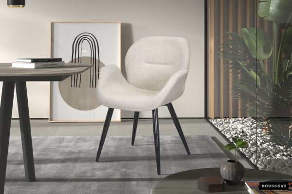 Rousseau - Chaise Maxim Tissu Beige - 85x64x60 cm