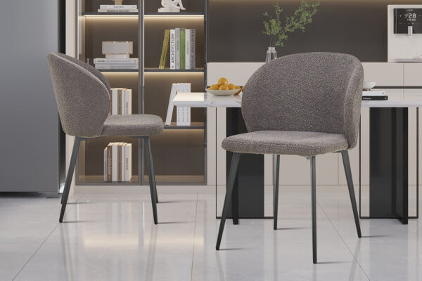 Rousseau - Chaise Toledo Boucle - Gris - 80x51x55 cm
