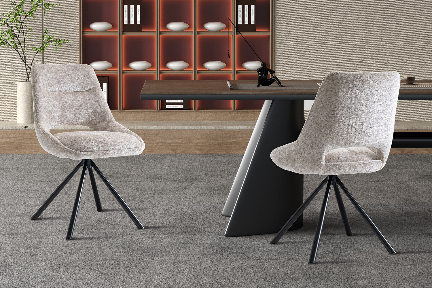 Rousseau - Chaise Dante Tissu Beige - 85,5x51x60 cm