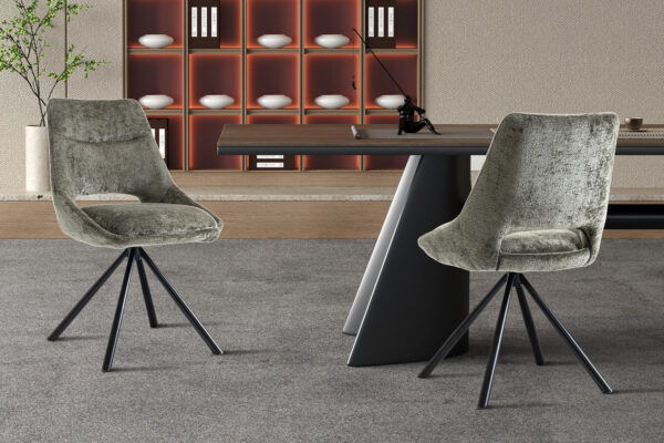 Rousseau - Chaise Dante Tissu Vert - 85,5x51x60 cm