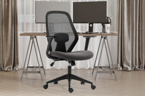 Rousseau - Chaise de bureau Claude Mesh Noir/Gris - 97x60x58,5 cm