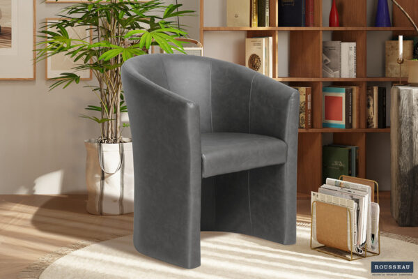 Rousseau - Siège baquet Charlie Vintage PU Gris Foncé - 81x64x62 cm