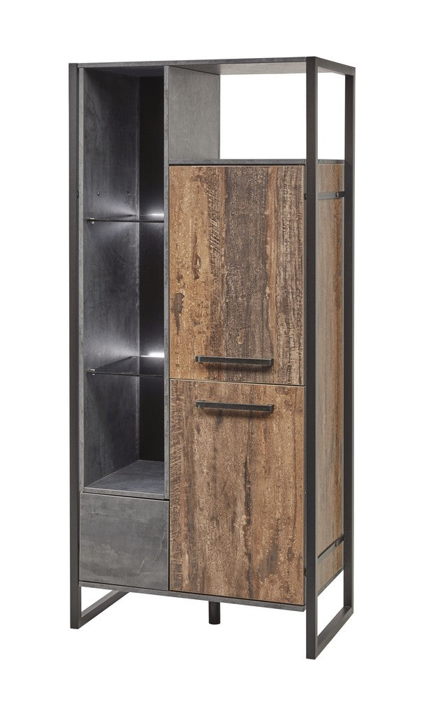 Meubar - Meubles colonne - KB6R - K646 - Bois de marine foncé/Gris - 84x185x50cm