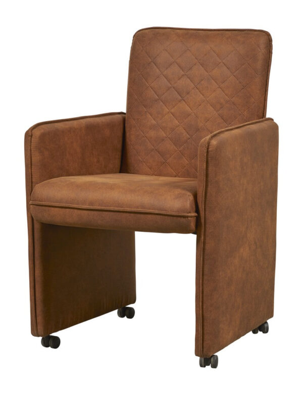 Meubar - Chaises - STBILLYF24 - Cuir artificiel - Cognac - 50x86x45cm