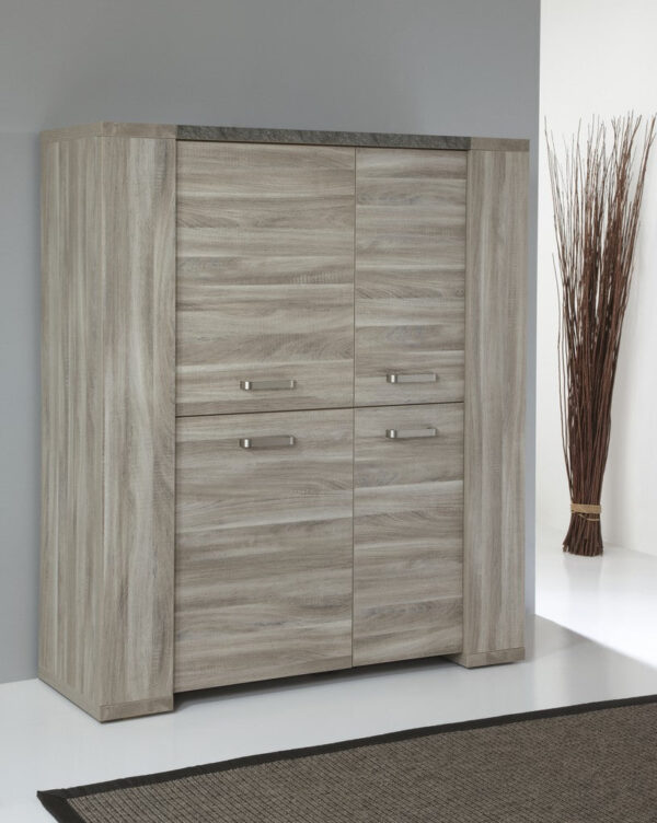 Meubar - Vaisseliers - BAR1 - K437 - Aubier chêne gris/Marbre - 140x163x50cm