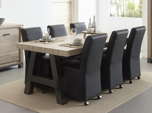 Meubar - Tables à manger - T23K80-K555-K495 - Vieux chêne - 225x78x100cm