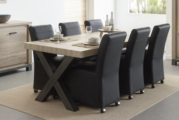Meubar - Tables à manger - T19X80-K555-K495 - Vieux chêne - 184x78x100cm