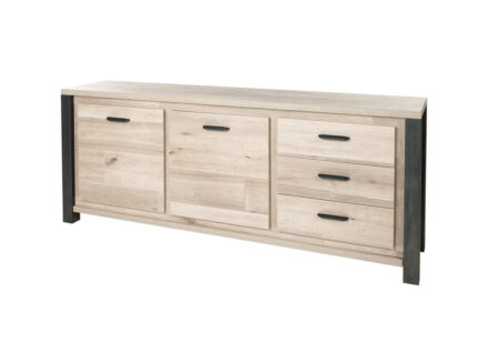 Meubar - Buffets - DR6 - K497 - Vieux Chêne/Imitation acier - 222x90x50cm
