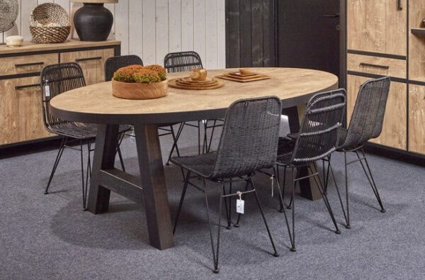 Meubar - Tables à manger - TOV26KM50-K028-K660BL - Teck Orange - 260x72x130cm