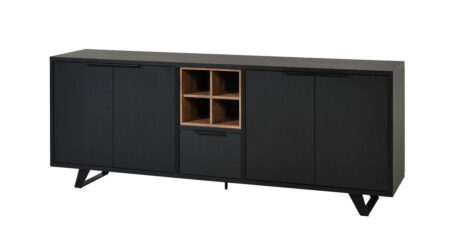 Meubar - Buffets - DR6 - K717 - Noir élégant/Vieux teck - 236x92x50cm