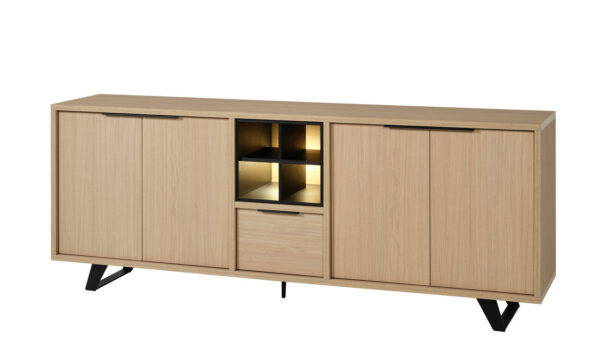 Meubar - Buffets - DR7 - K726 - Chêne élégant/Noir élégant - 208x92x50cm