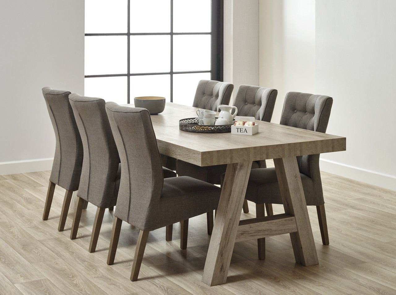 Meubar - Tables à manger - T29K80-K550-K550 - Chêne cristal marron clair - 290x76x100cm